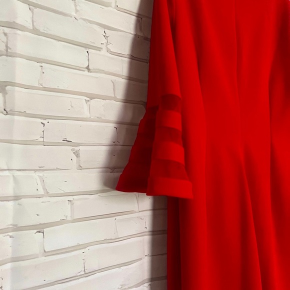 EUC Calvin Klein bold red dress bell sleeves fit shift lined size 10 - Picture 10 of 10